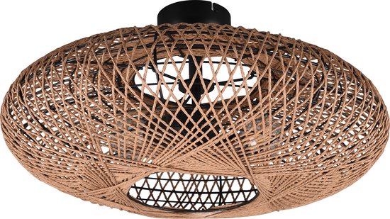 LED Plafondlamp - Plafondverlichting - Trion Hetra - E27 Fitting - 2-lichts - Rond - Mat Zwart - Aluminium
