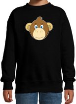 Cartoon aap trui zwart voor jongens en meisjes - Kinderkleding / dieren sweaters kinderen 134/146