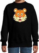 Cartoon tijger trui zwart voor jongens en meisjes - Kinderkleding / dieren sweaters kinderen 152/164