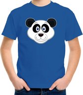 Cartoon panda t-shirt blauw voor jongens en meisjes - Kinderkleding / dieren t-shirts kinderen 158/164