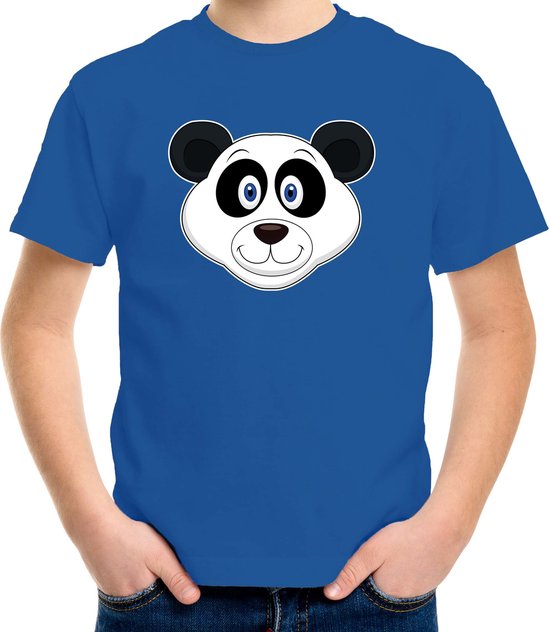 Foto: Cartoon panda t shirt blauw voor jongens en meisjes kinderkleding dieren t shirts kinderen 158 164