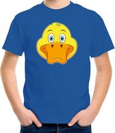 Cartoon eend t-shirt blauw voor jongens en meisjes - Kinderkleding / dieren t-shirts kinderen 146/152