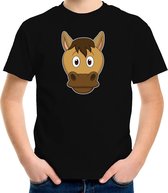 Cartoon paard t-shirt zwart voor jongens en meisjes - Kinderkleding / dieren t-shirts kinderen 146/152