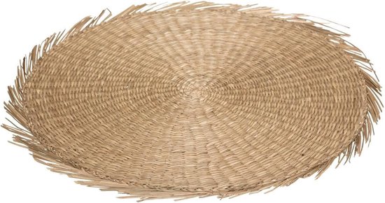 Set de 8x sets de table ronds raphia naturel - 38 cm - Dessous de table