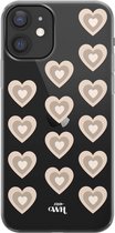 iPhone 11 Case - Retro Hearts Nude - xoxo Wildhearts Transparant Case
