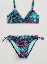 WE Fashion Meisjes bikini met volant en bloemendessin