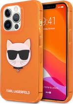 iPhone 13 Pro Backcase hoesje - Karl Lagerfeld - Poezen Oranje - TPU (Zacht)