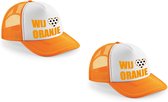 2x stuks oranje snapback cap/ truckers pet Wij hartje oranje voor dames en heren - Koningsdag/ EK/ WK caps