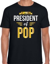President of Pop feest t-shirt zwart voor heren - party shirt - Cadeau voor een Pop liefhebber S