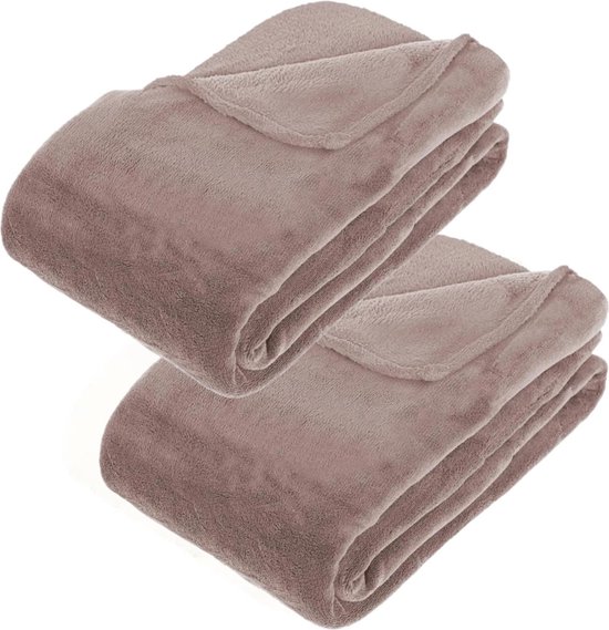 lastig Offer ervaring 2x Stuks grote Fleece deken/fleeceplaid taupe 180 x 230 cm polyester |  bol.com