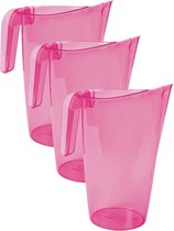 4x stuks waterkan/sapkan transparant/roze met een inhoud van 1.75 liter kunststof met handvat en schenktuit