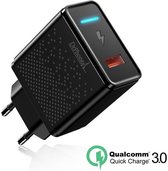DrPhone HALO3 PRO 18W Qualcom 3.0 Quick Charge Thuislader - Adapter - Snel Lader met Intelligente LED indicator – Zwart