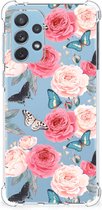 Telefoonhoesje Geschikt voor Samsung Galaxy A73 Silicone Case met transparante rand Butterfly Roses