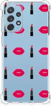 Telefoonhoesje Geschikt voor Samsung Galaxy A73 Hippe Hoesje met transparante rand Lipstick Kiss
