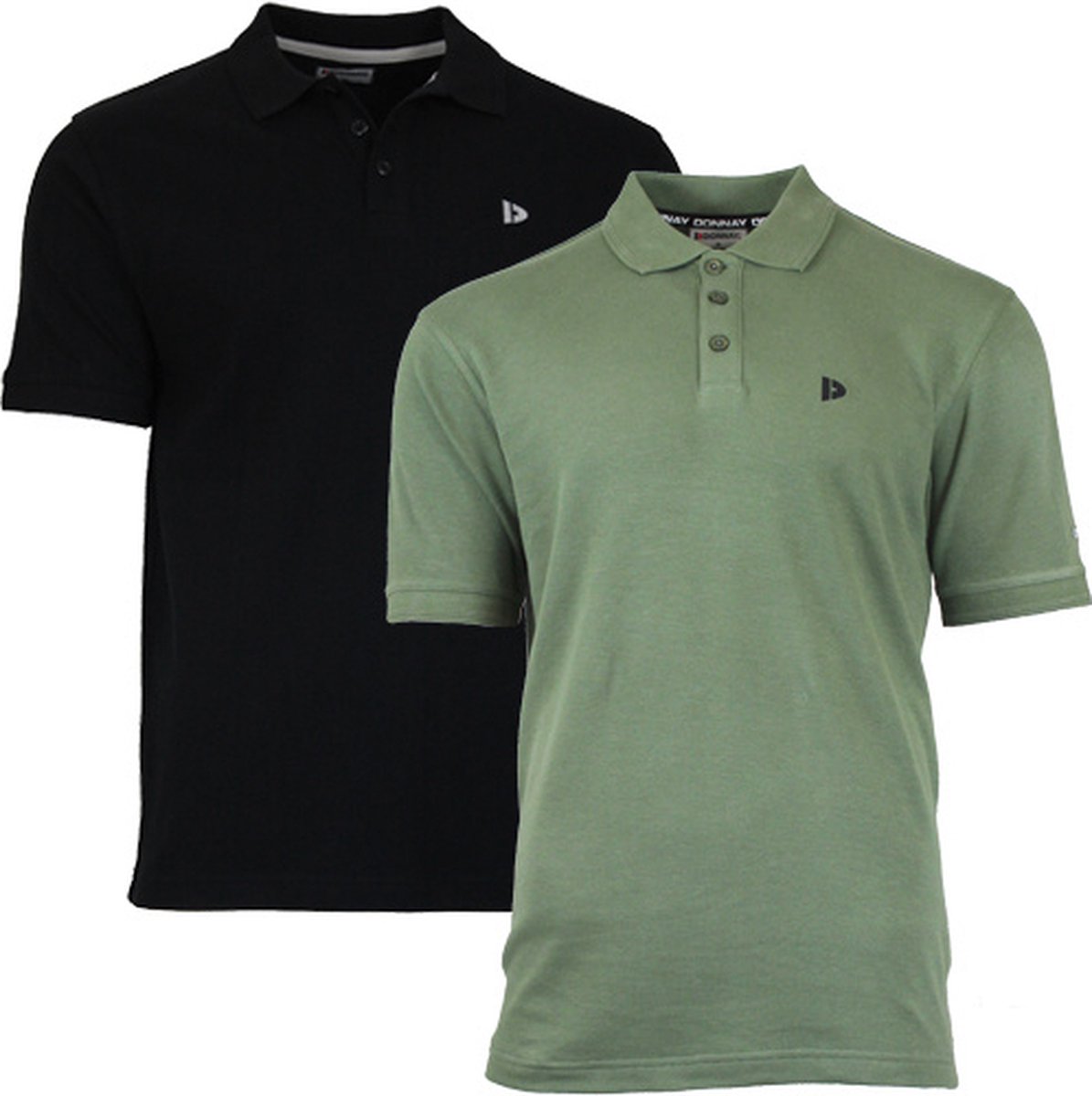Donnay Polo 2-Pack - Sportpolo - Heren - Maat M - Zwart & Army green (291)