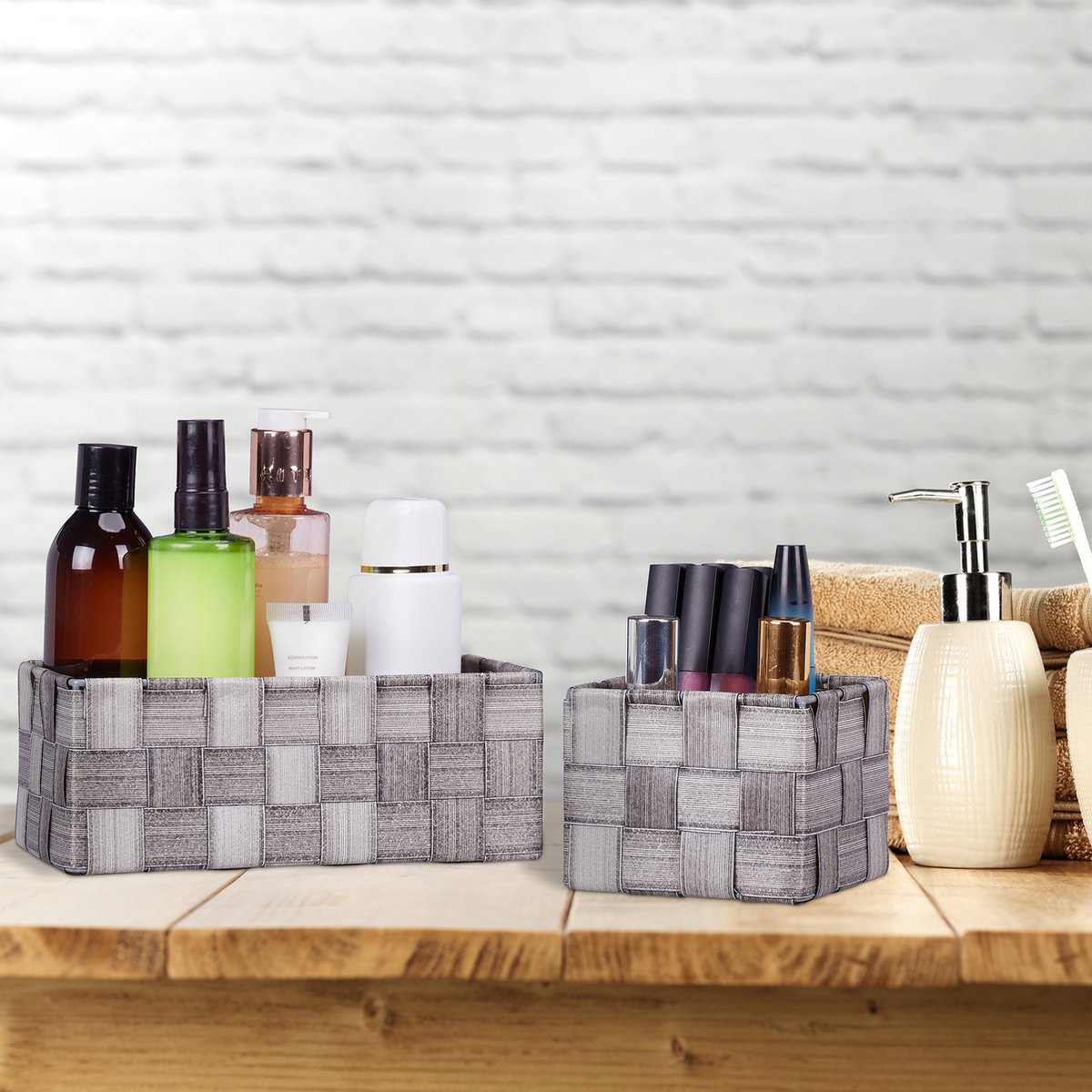 Relaxdays opbergmand - set van 5 - bamboe - manden set - badkamer Relaxdays opbergmand - set van 5 - bamboe - manden set - badkamer