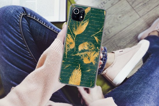 Convient pour coque Xiaomi Mi 11 - Feuilles - Or - Vert - Étui de téléphone en Siliconen