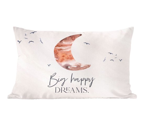 Coussins décoratifs - Oreillers de salon - 60x40 cm - Enfants - Dictons - Grands rêves heureux - Garçons - Filles - Aquarelle