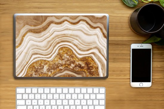 Sticker ordinateur portable - 14 pouces - Marbre - Marron - Ligne