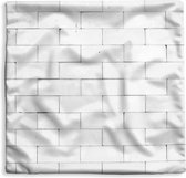 Kussenhoes 40x40 cm - Steen - Luxe - Wit - Katoen / Polyester - Voor Binnen