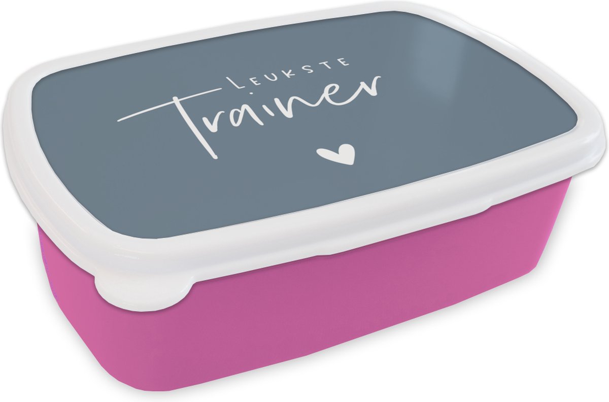 Broodtrommel Roze - Lunchbox - Brooddoos - Quote - Trainer - Hartje - 18x12x6 cm - Kinderen - Meisje