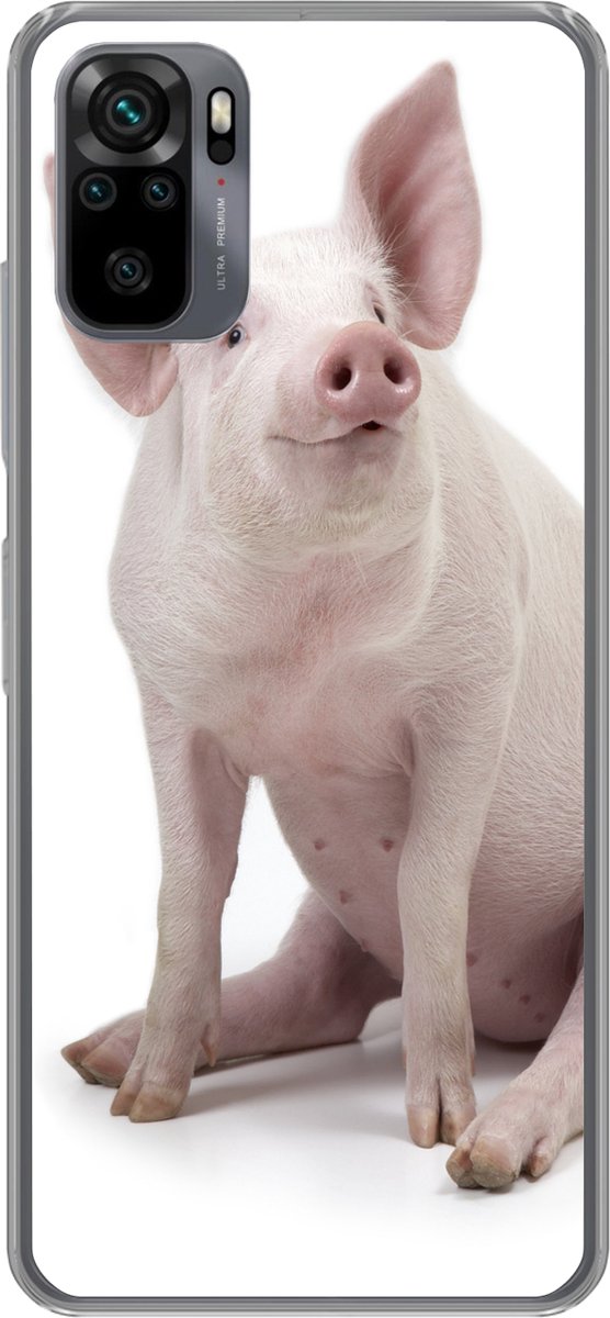 Telefoonhoesje Geschikt voor Xiaomi Geschikt voor Redmi Note 10 Pro hoesje - Varken - Boerderijdieren - Wit - Siliconen Telefoonhoesje Telefoonhoesje