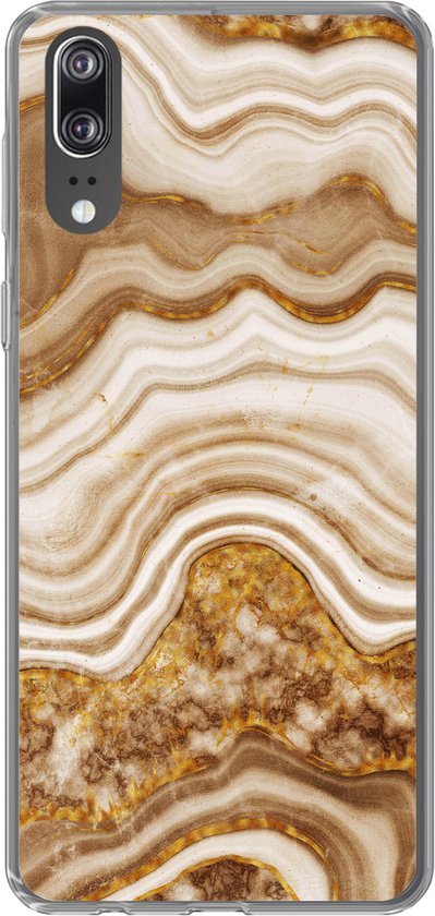Coque Huawei P20 - Marbre - Or - Galets - Coque de téléphone en Siliconen