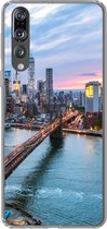 Geschikt voor Huawei P20 Pro hoesje - Skyline van New York bij de Brooklyn Bridge - Siliconen Telefoonhoesje