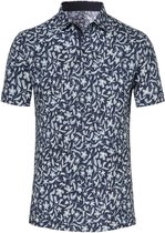Desoto - Polo Kent Print Blauw - Slim-fit - Heren Poloshirt Maat L