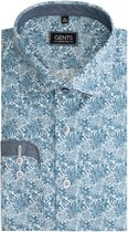 Gents - Overhemd Print bloem zeeblauw - Maat L