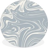 WallCircle - Wandcirkel ⌀ 90 - Marmer - Grijs - Blauw - Ronde schilderijen woonkamer - Wandbord rond - Muurdecoratie cirkel - Kamer decoratie binnen - Wanddecoratie muurcirkel - Woonaccessoires