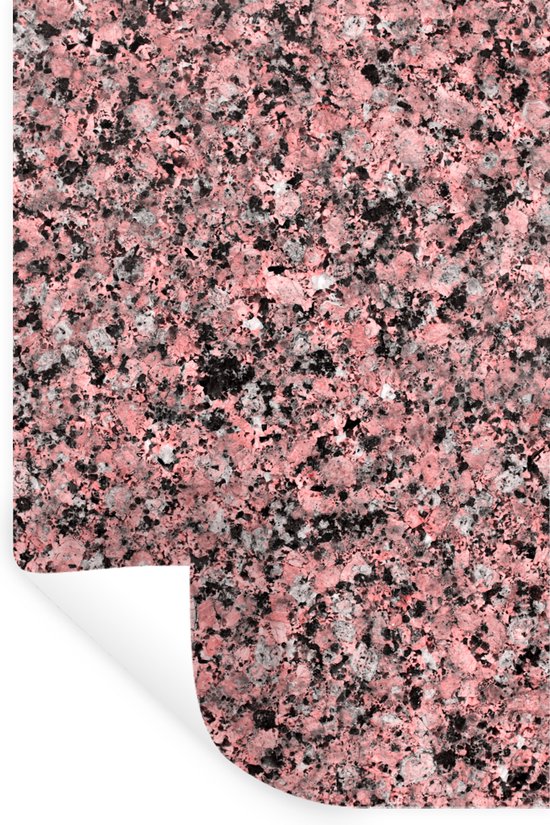 Muurstickers - Sticker Folie - Zwart - Roze - Graniet - Steen - 80x120 cm - Plakfolie - Muurstickers Kinderkamer - Zelfklevend Behang - Zelfklevend behangpapier - Stickerfolie