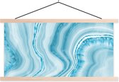 Posterhanger incl. Poster 120x60 cm - Schoolplaat - Marmer - Wit - Lijn - Textielposter - Blanke latten