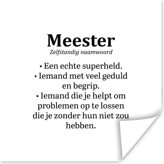 Affiche Merci Maître - Wit - Professeur - Citation - 50x50 cm