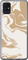 Geschikt voor Samsung Galaxy A52 5G hoesje - Marmer print - Beige - Patroon - Siliconen Telefoonhoesje