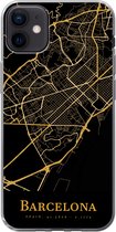 Geschikt voor iPhone 12 mini hoesje - Barcelona - Kaart - Goud - Siliconen Telefoonhoesje