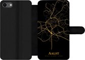 Bookcase Geschikt voor iPhone 7 telefoonhoesje - Aalst - Kaart - Gold - Met vakjes - Wallet case met magneetsluiting