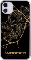 Geschikt voor iPhone 11 hoesje - Amersfoort - Kaart - Goud - Zwart - Siliconen Telefoonhoesje