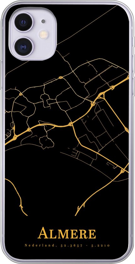 Oeganda piloot Redding iPhone 11 hoesje - Almere - Kaart - Gold - Siliconen Telefoonhoesje | bol .com