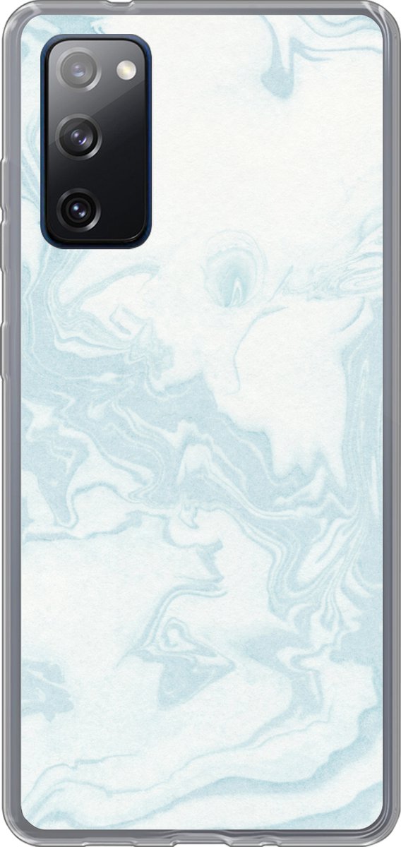 Telefoonhoesje Geschikt voor Samsung Galaxy S20 FE hoesje - Marmer print - Blauw - Wit - Siliconen Telefoonhoesje Telefoonhoesje