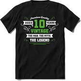 10 Jaar Legend - Feest cadeau kinder T-Shirt Jongens - Wit / Groen - Perfect Verjaardag Cadeau Shirt - grappige Spreuken, Zinnen en Teksten. Maat 164