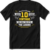 10 Jaar Legend - Feest cadeau kinder T-Shirt Jongens - Wit / Geel - Perfect Verjaardag Cadeau Shirt - grappige Spreuken, Zinnen en Teksten. Maat 116