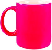1x neon roze koffie/ thee mokken 330 ml - geschikt voor sublimatie drukken - Fluor roze onbedrukte cadeau koffiemok/ theemok