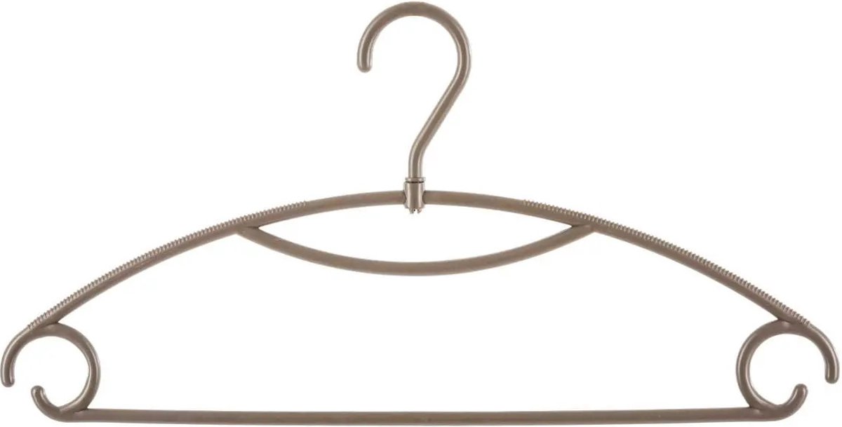 Kledinghangers - Set van 8 - taupe - kunststof - 40 x 20 cm - geribbeld antislip design