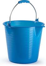 Huishoud schoonmaak emmer kunststof blauw 9 liter inhoud 30 x 26 cm - Met metalen hengsel en schenktuit