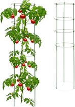 Relaxdays plantensteun tomaten - set van 2 - klimhulp tuin - groene plantengeleider metaal