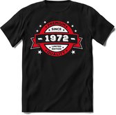 1972 Premium Quality | Feest Kado T-Shirt Heren - Dames | Rood - Wit | Perfect Verjaardag Cadeau Shirt | Grappige Spreuken - Zinnen - Teksten | Maat XXL