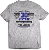 30 Jaar Legend - Feest kado T-Shirt Heren / Dames - Antraciet Grijs / Donker Blauw - Perfect Verjaardag Cadeau Shirt - grappige Spreuken, Zinnen en Teksten. Maat 3XL