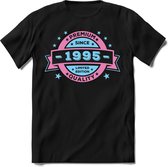 1995 Premium Quality | Feest Kado T-Shirt Heren - Dames | Licht Roze - Licht Blauw | Perfect Verjaardag Cadeau Shirt | Grappige Spreuken - Zinnen - Teksten | Maat L