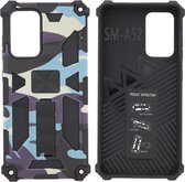 Samsung Galaxy A72 (5G) Hoesje - Rugged Extreme Backcover Camouflage met Kickstand - Paars